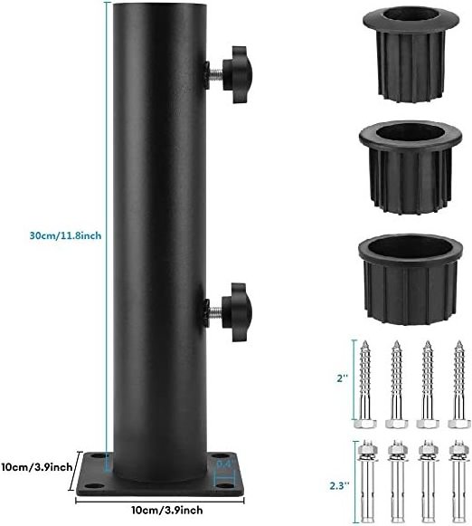 Deck Umbrella Mount Outdoor  In Wood Ground Flag Pole Holder  Bolt Down Windsock Pole Base Bracket  Adjustable Holder Stand