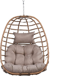 Ceiling Wicker Rattan Patio Hammock Hanging Egg Swing egg Chair with  Cushion Foldable Basket Chair for Bedroom Balcony Patio