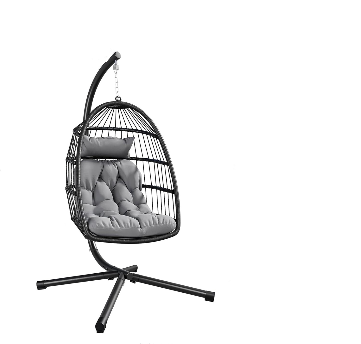 Hanging Egg Swing Chair Wicker Indoor Outdoor Hammock Egg Chair with Stand and cushion for Patio Bedroom Garden and Balcony