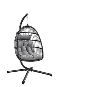 Hanging Egg Swing Chair Wicker Indoor Outdoor Hammock Egg Chair with Stand and cushion for Patio Bedroom Garden and Balcony