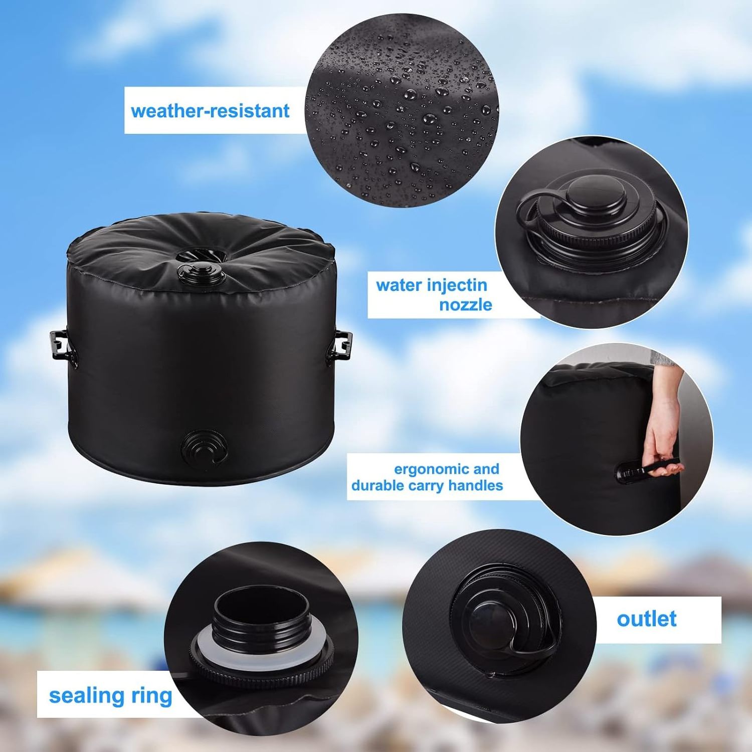 Umbrella Base Weight Bag with Water Large Water Inlet  Up to 100 lbs  Umbrella Weights for Outdoor Umbrella Stand Courtyard Lawn