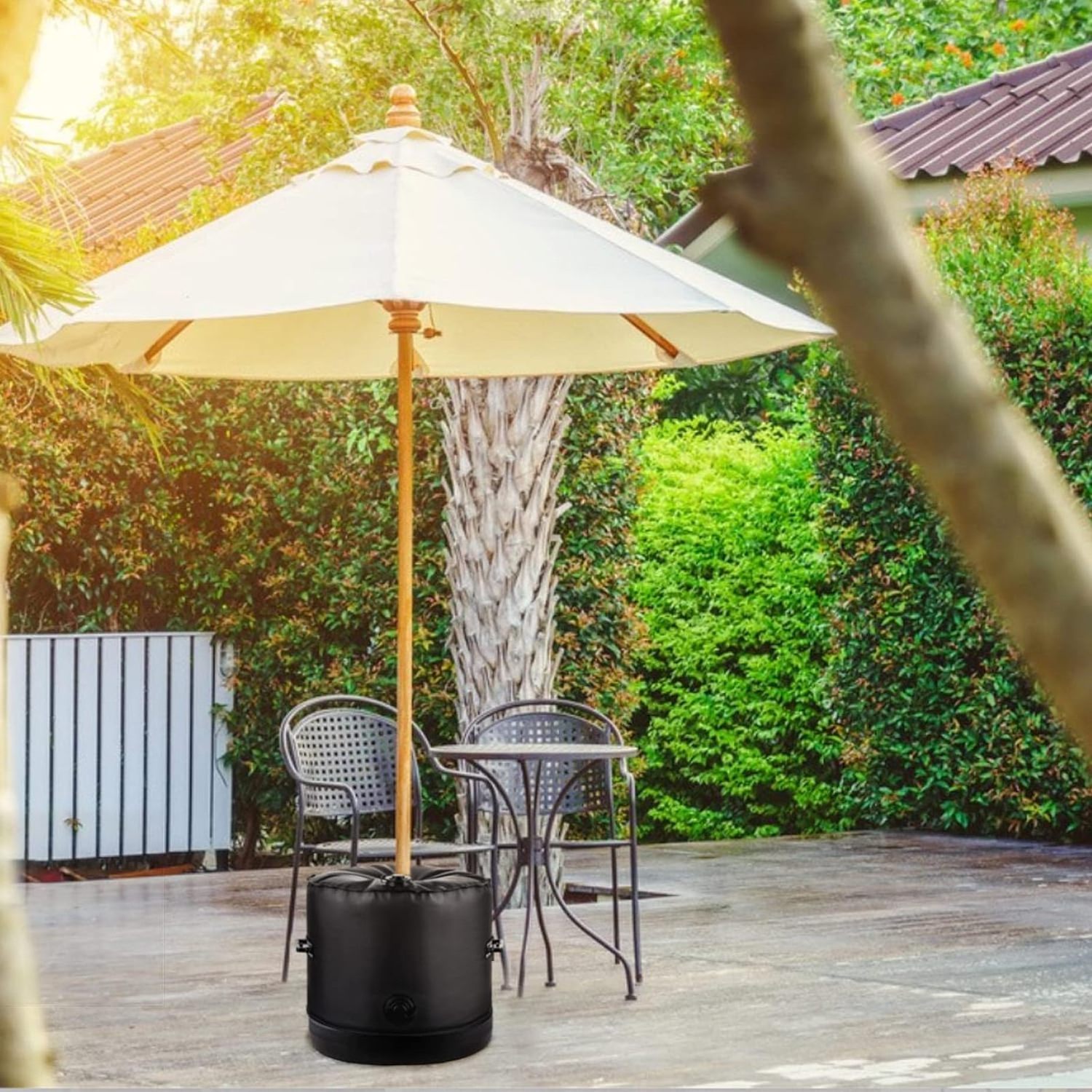 Umbrella Base Weight Bag with Water Large Water Inlet  Up to 100 lbs  Umbrella Weights for Outdoor Umbrella Stand Courtyard Lawn