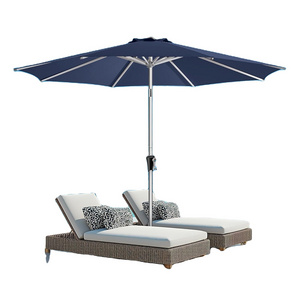 9ft Outdoor Patio Umbrella Market Table Aluminum Umbrella UV Protection with Push Button Tilt Crank for Pool Deck and Garden