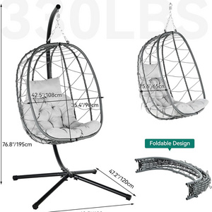 Indoor Outdoor Egg Hanging Chair with Stand Swing Egg Basket Chairs  Egg Chair Swing for Bedroom Garden and Balcony