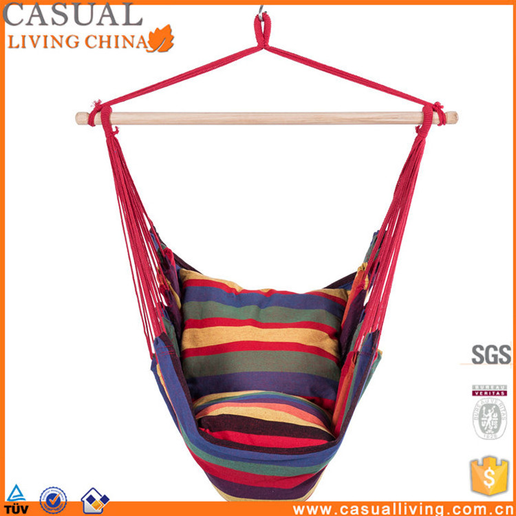 Camping Canvas Striped Hanging Hammock Chair Porch Swing