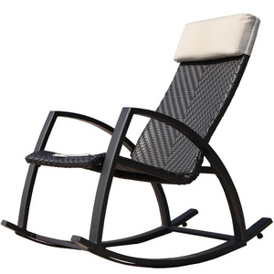 Patio Wicker Rattan Rocking Chair with Pillow