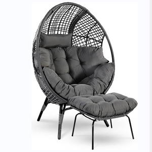 Patio Outdoor Wicker Egg Basket Chair with Ottoman & cushion Rattan  Chair for Indoor Bedroom Outside Porch Deck Backyard Garden