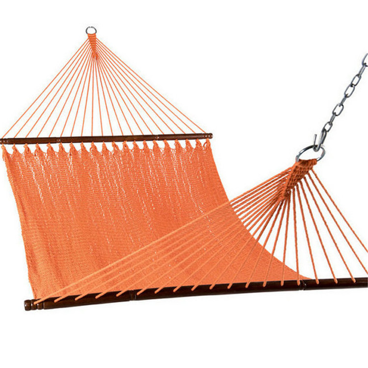 Cotton Rope Double Hammock with Wood Spreader saving space