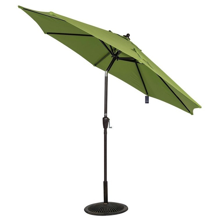 8 Ft Outdoor Table Aluminum Patio Umbrella Market Folding Umbrella with Push Button Tilt and Crank, 8 Steel Ribs, Green