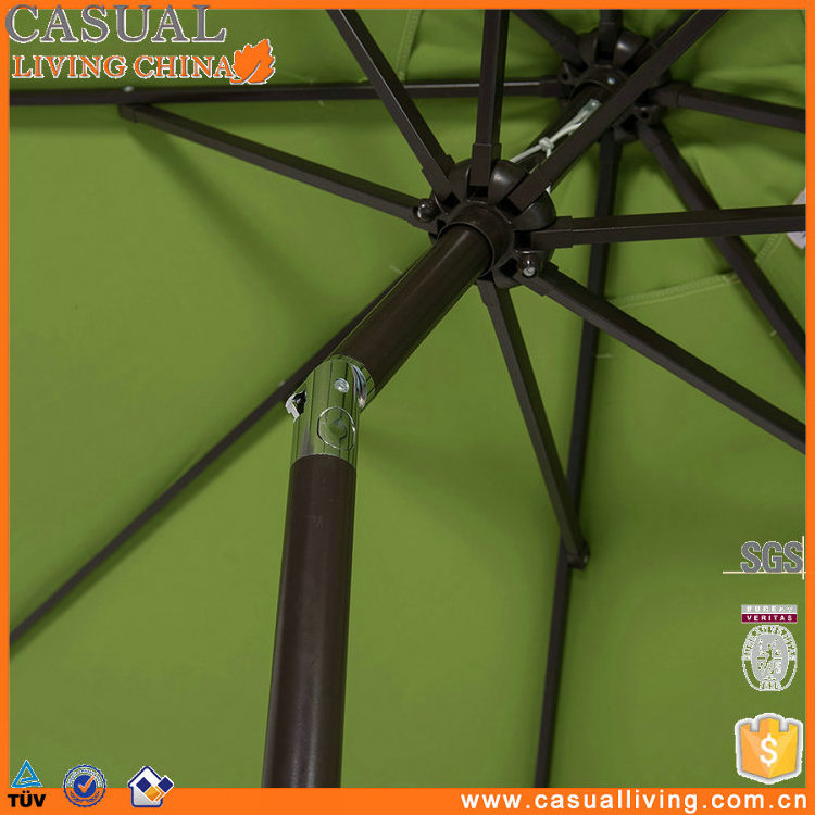 8 Ft Outdoor Table Aluminum Patio Umbrella Market Folding Umbrella with Push Button Tilt and Crank, 8 Steel Ribs, Green