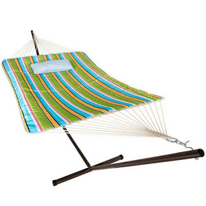 2 person Hammock with Spreader Bars and Detachable Pillow hanging hammock