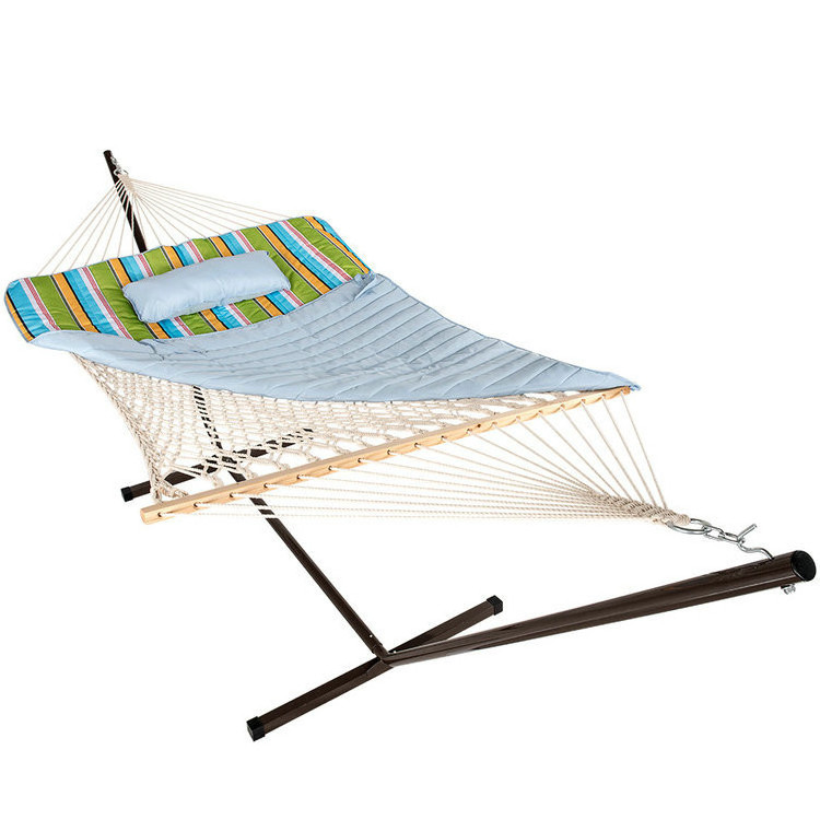 2 person Hammock with Spreader Bars and Detachable Pillow hanging hammock