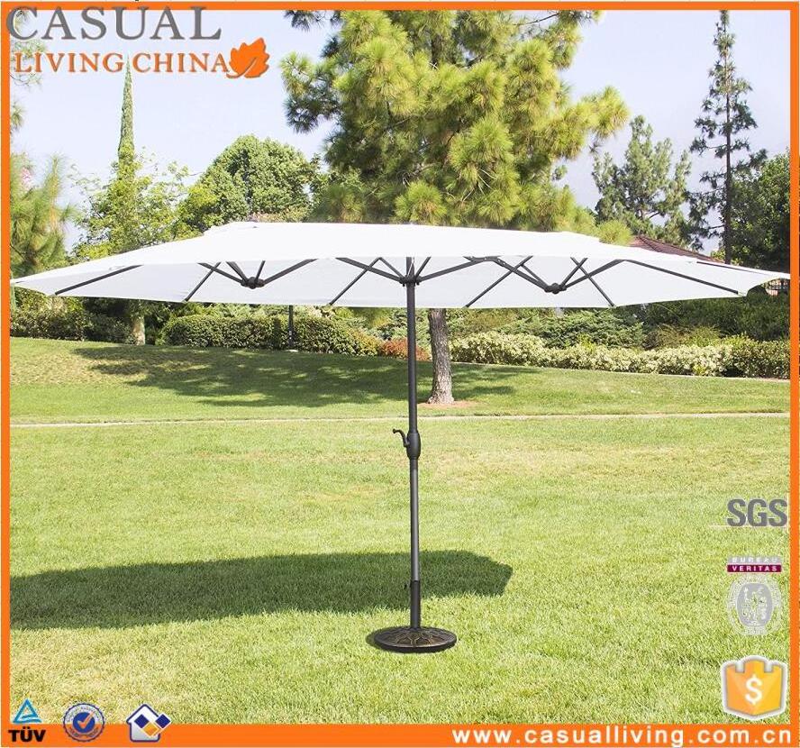 15 FT Twin Patio  Large Hanging Umbrella Canopy Market Double-Sided Umbrella