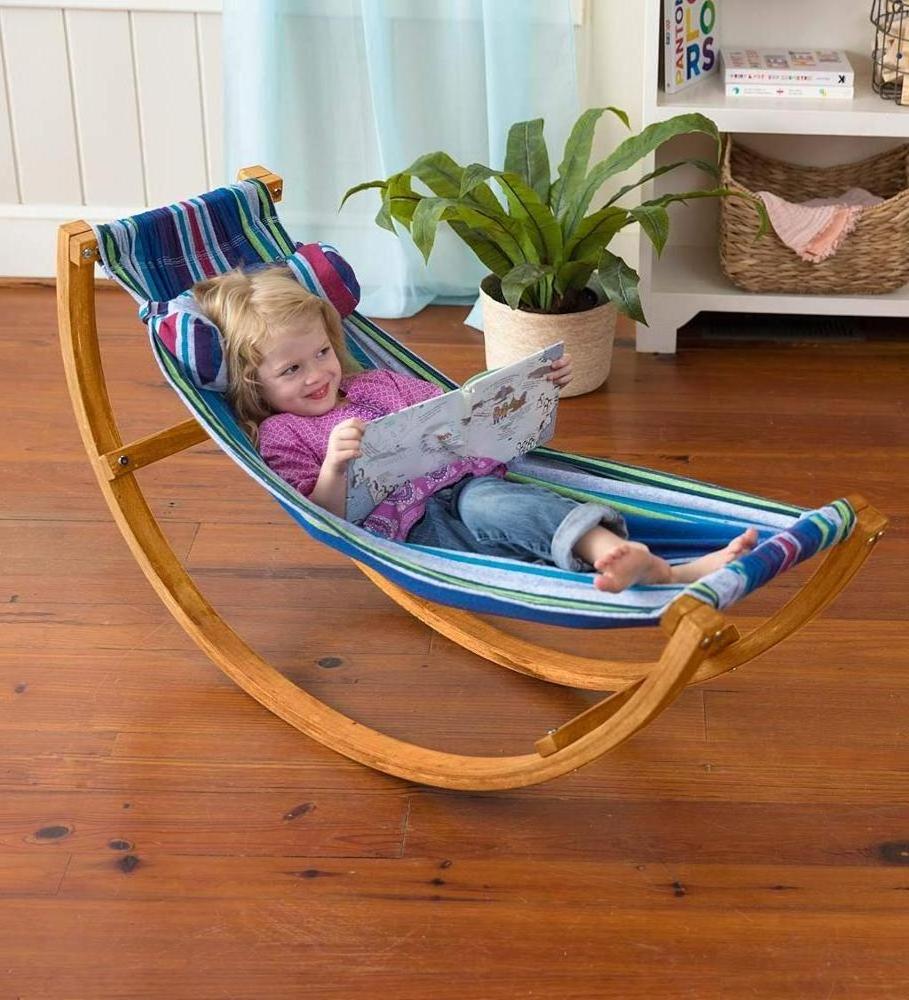 Kids Rocking Floor Hammock with Wood Stand