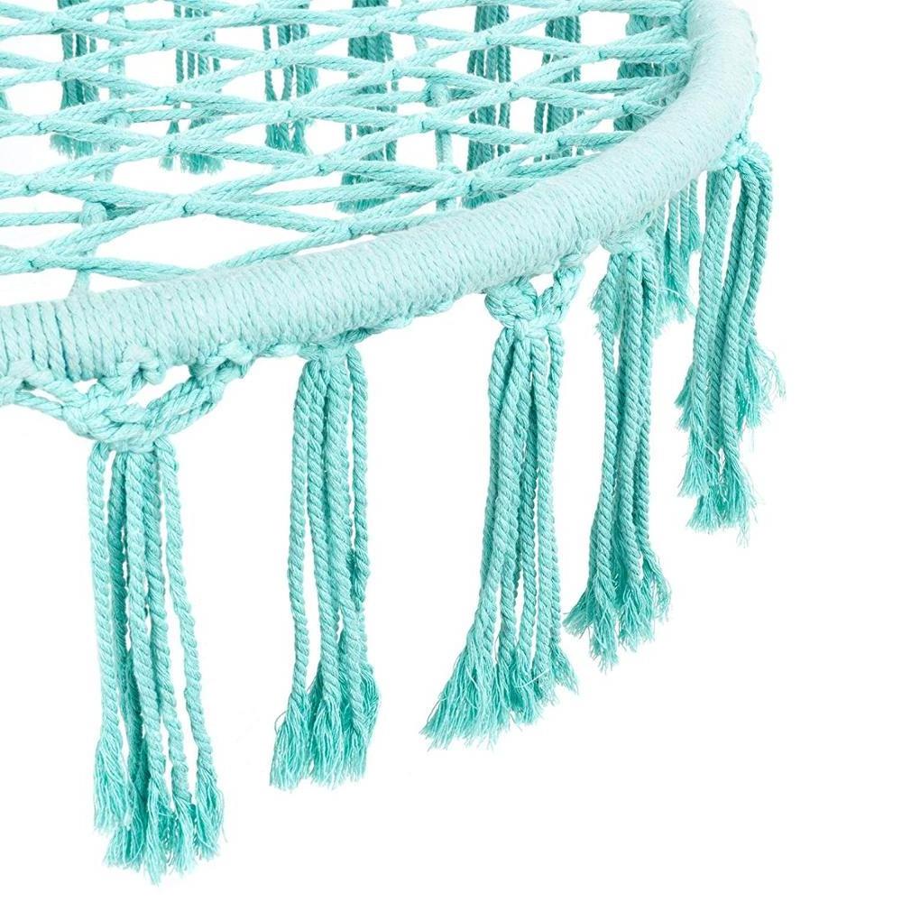 Handwoven Cotton Macrame Hammock Hanging Chair Swing for Indoor & Outdoor w/Fringe Tassels