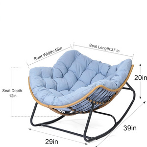 Patio Rattan Wicker Rocking Egg Chair Indoor Papasan Chair   for Front Porch  Garden  Bedroom  Living Room