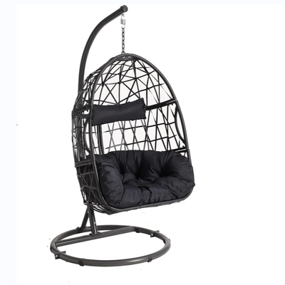 Patio Hanging Egg Swing Chair with Stand Hammock Chair Indoor Outdoor Rattan Wicker Egg Chair for Bedroom Porch Garden