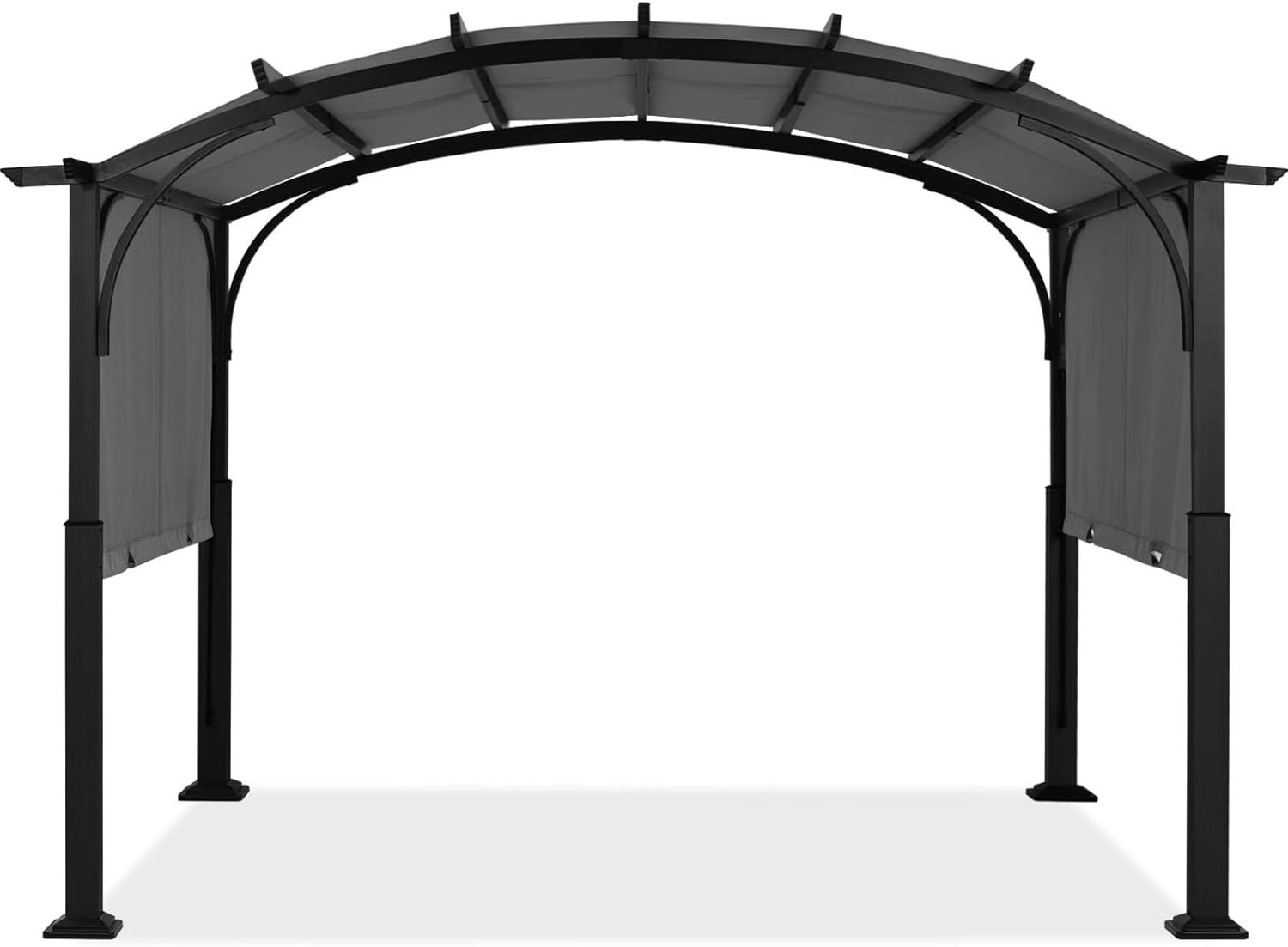 Outdoor Pergola 10' x 12 ' FT Arched Patio Pergola with Retractable Sun Shade for Garden Porch Backyard