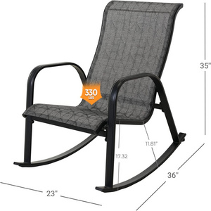 Patio Outdoor Rocking Chair Mesh Sling Rocking Chair Seating Outside for Front Porch Garden Patio Backyard