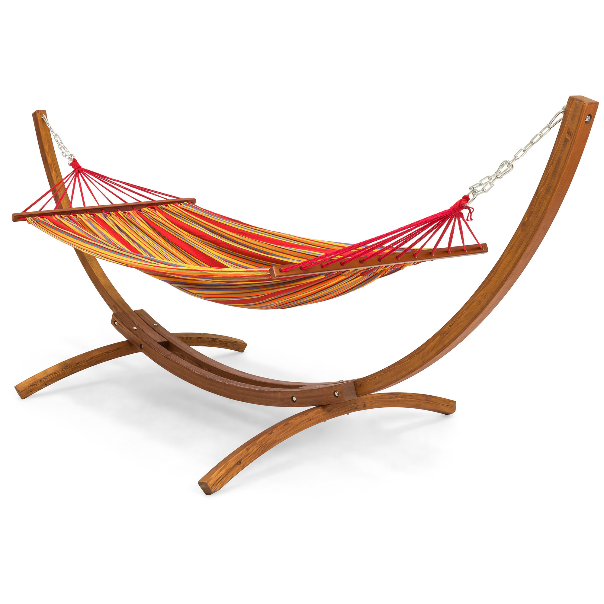 Patio  Hammock with Curved Arc Wooden Stand