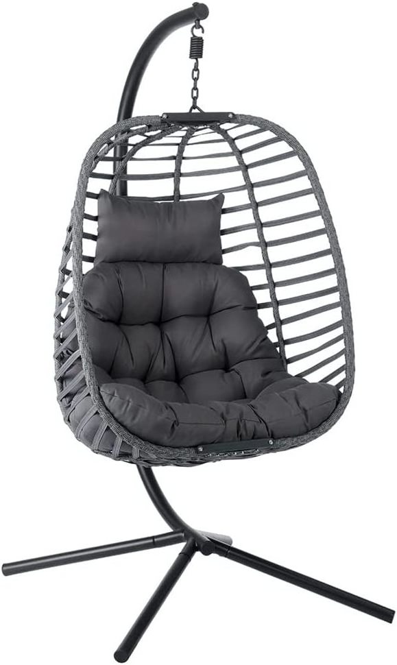 Hanging Hammock Egg Swing Chair with Steel Stand and Soft Seat Cushion & Pillow Multifunctional Hanging Chair for Indoor outdoor