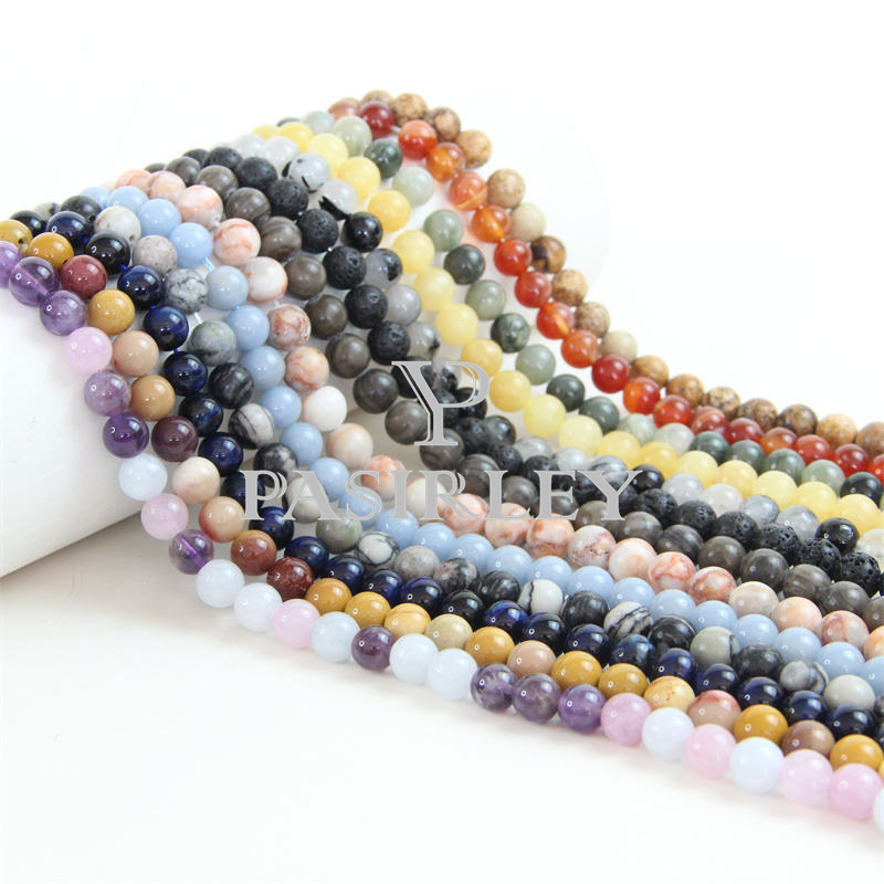 Wholesale Natural Gemstone Round Stone Beads   Smooth Real Precious for jewelry making