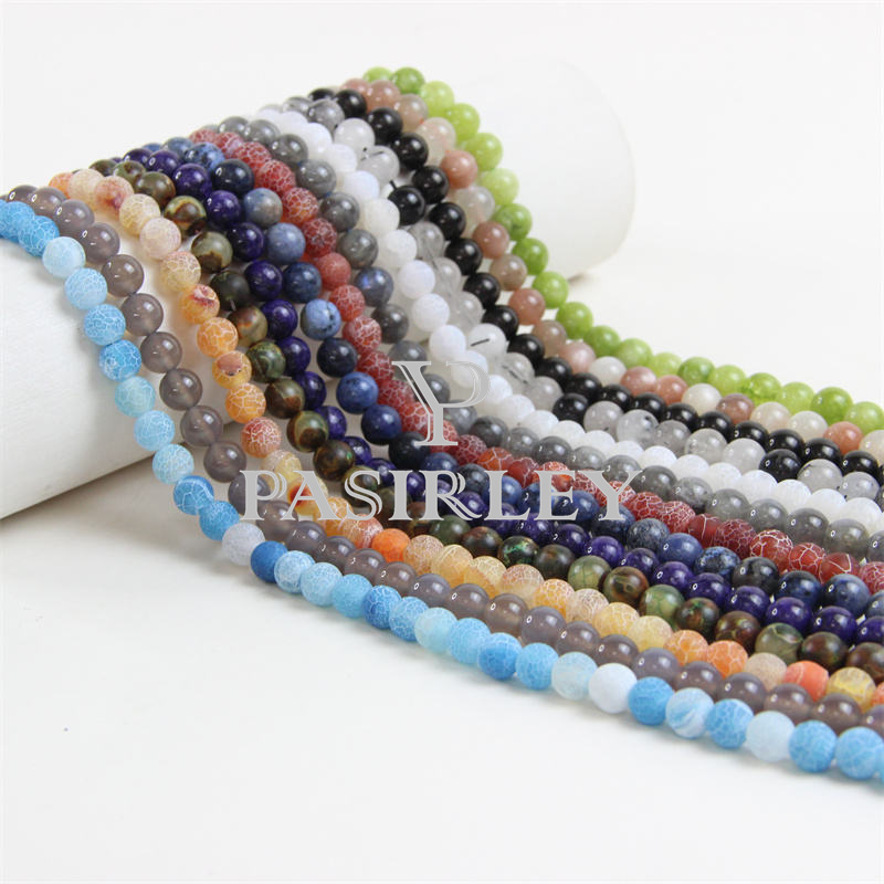 Wholesale Natural Gemstone Round Stone Beads   Smooth Real Precious for jewelry making