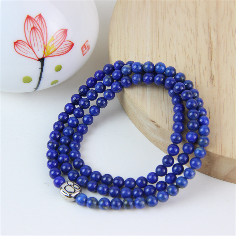 Pasirley Wholesale Natural Stone Lapis Lazuli 108 Buddha Beads Bracelet High Quality  Charm Bracelet Jewelry