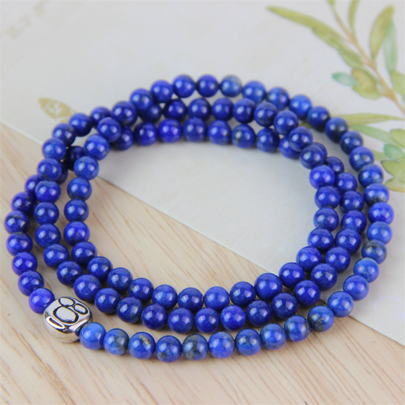 Pasirley Wholesale Natural Stone Lapis Lazuli 108 Buddha Beads Bracelet High Quality  Charm Bracelet Jewelry