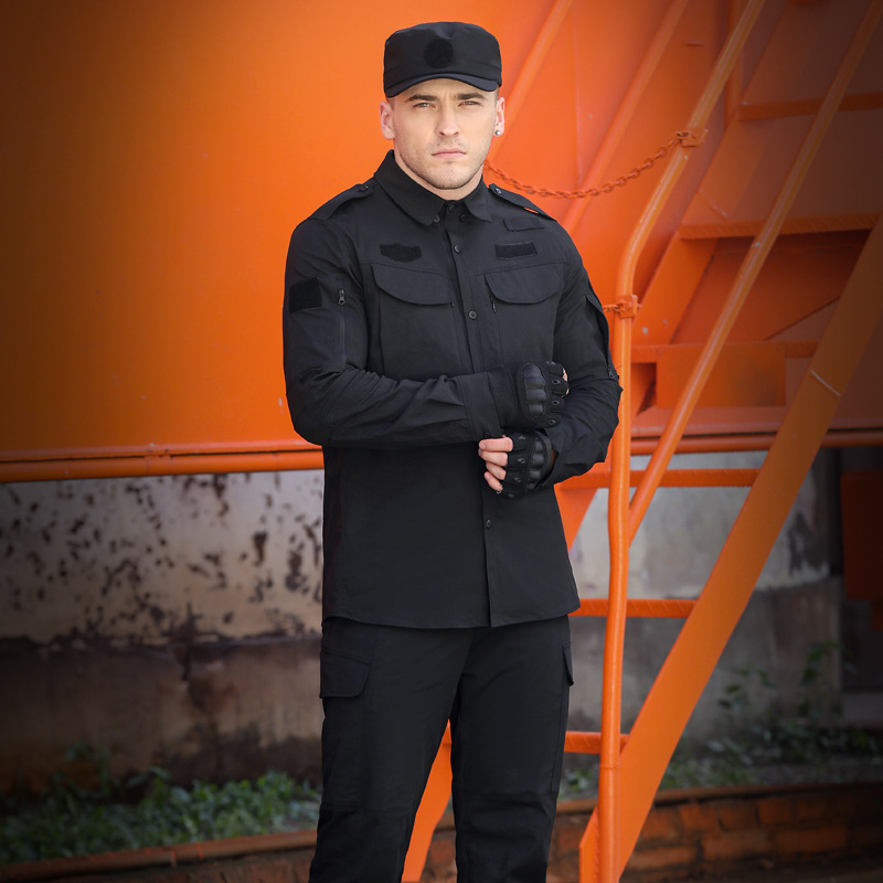 Wholesale Price Directly Cheap janitor gatekeeper work wear public gate man coat security guard uniform set