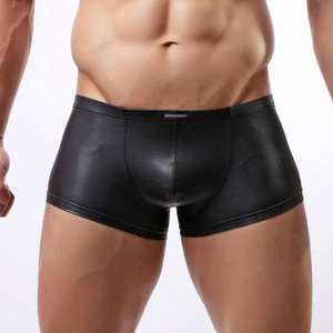 Fashion leather design latex mens underwear boxer shorts