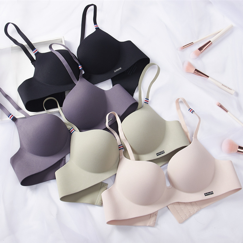 Young Girls Fashion Simple Solid Color Push Up Bra Women sexy underwear Wireless Seamless Bra