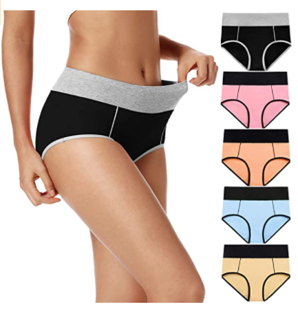 Women Cotton Stretch Underwear Ladies Mid-high Waisted Briefs Panties