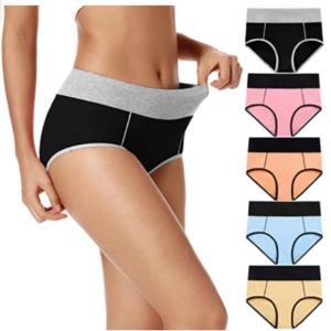 Women Cotton Stretch Underwear Ladies Mid-high Waisted Briefs Panties