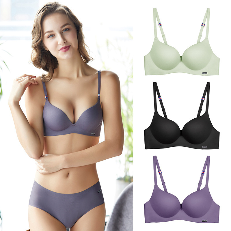 Young Girls Fashion Simple Solid Color Push Up Bra Women sexy underwear Wireless Seamless Bra