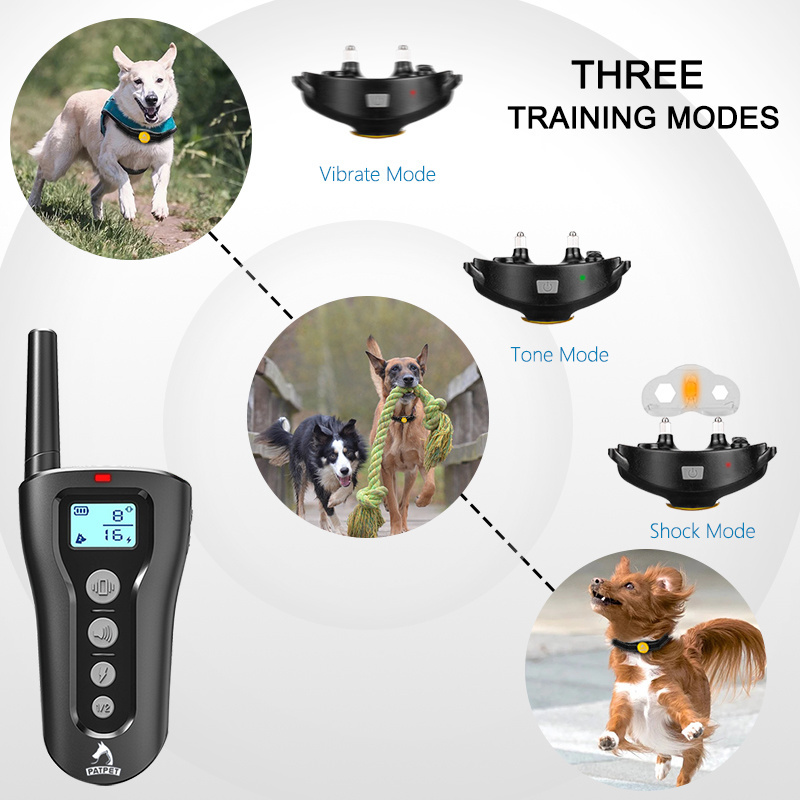 PATPET Dog Training  Collar 2022 Sport Pet Trainer Collar Remote Control Shock Collar For Dogs Waterproof Anti bark