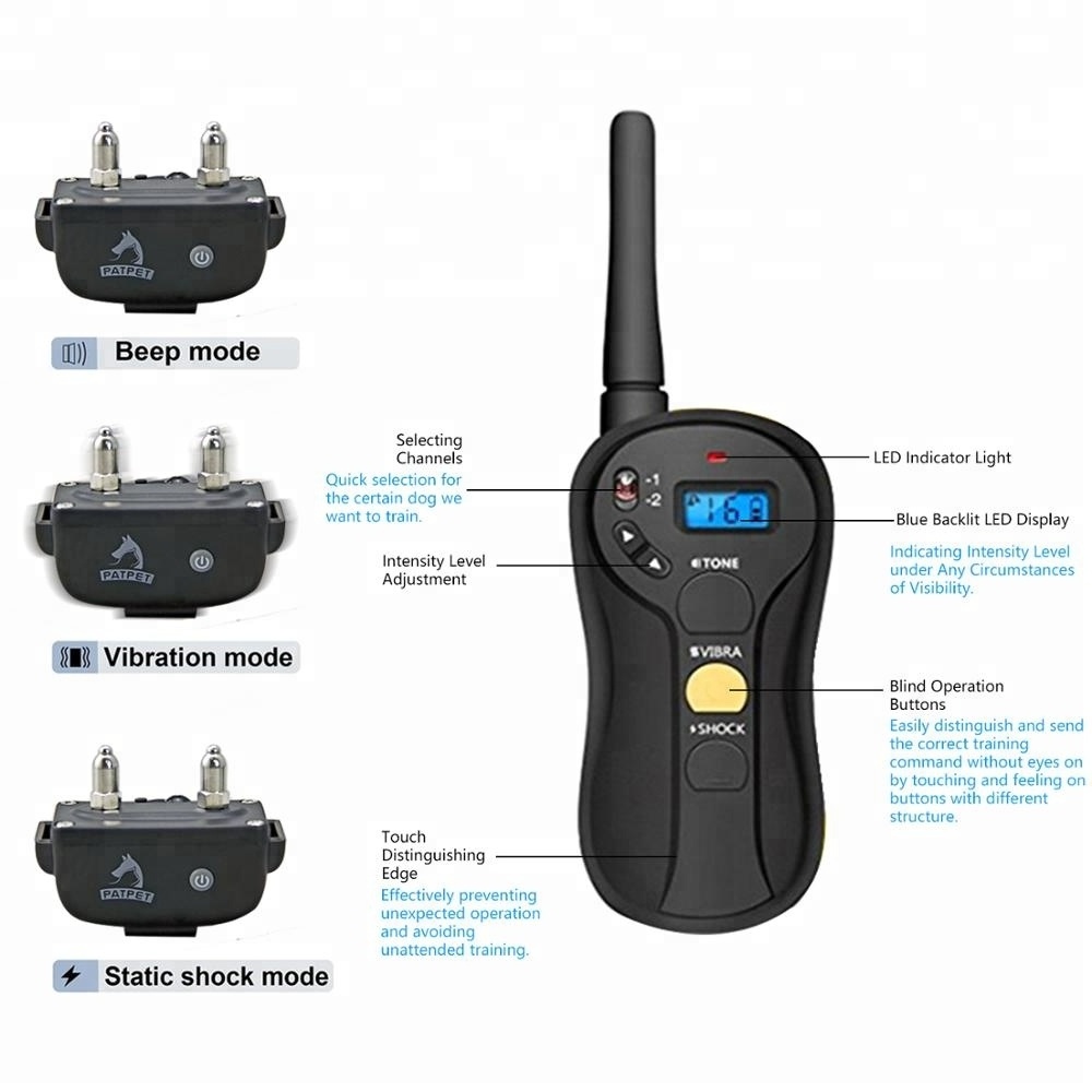 2023 Top Selling  Humane Electric Shock Training Collar Barking Remote Control Anti Bark Trainer Waterproof Rechargeable