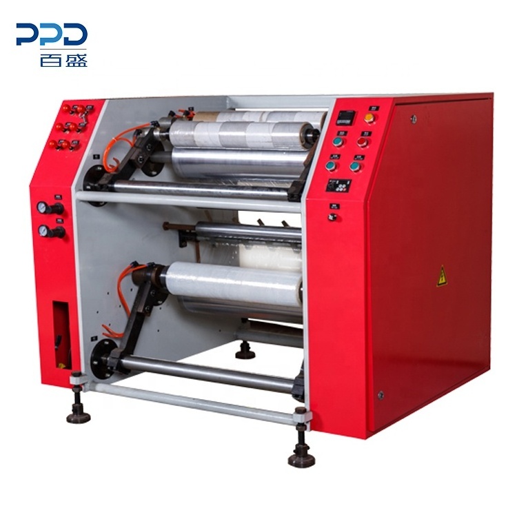 Multi-functional semi automatic food cling film,PE/PVC stretch film slitter rewinder machine