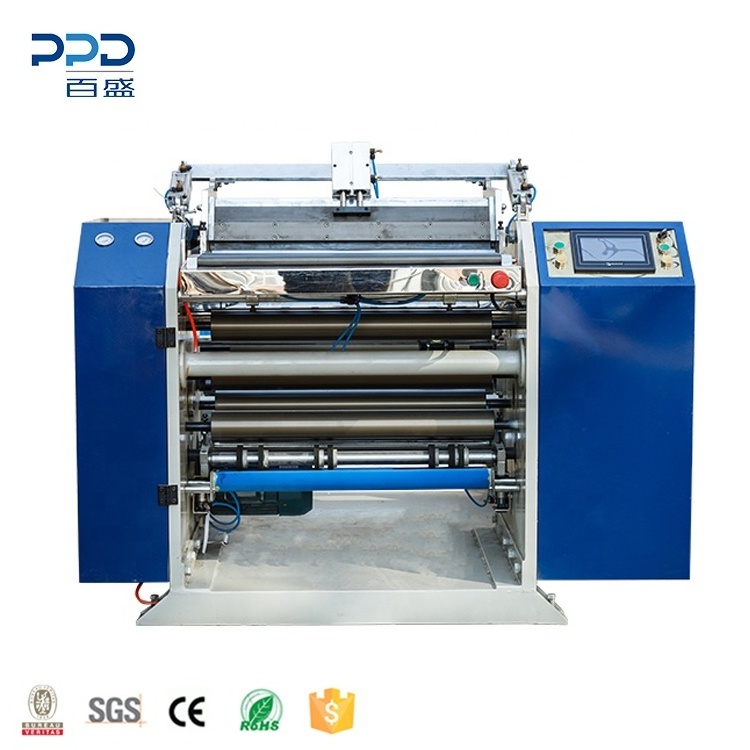 Cash register rolls thermal paper slitting cutting  machine with coreless reiwnd