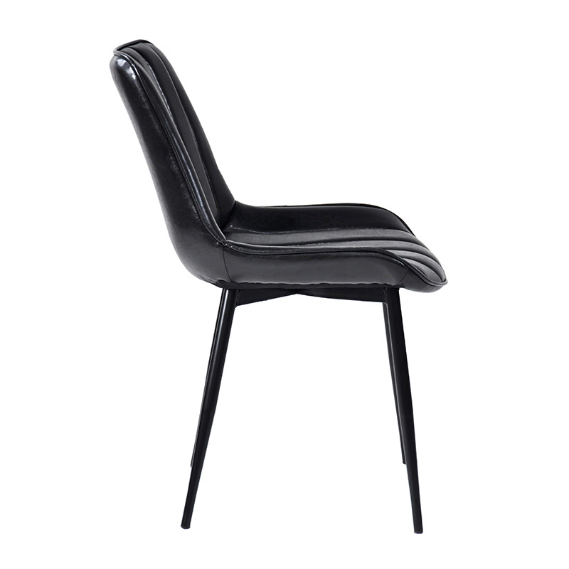 Wholesale cheap steel  furniture modern leather black Industrial soft cafe Restaurant seat metal leg PU Nordic dining chair