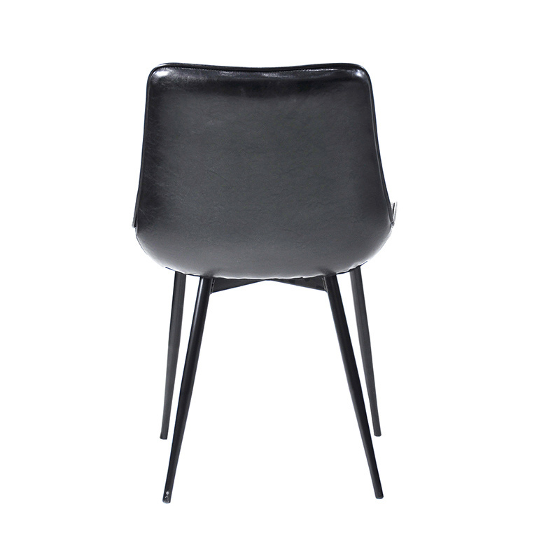 Wholesale cheap steel  furniture modern leather black Industrial soft cafe Restaurant seat metal leg PU Nordic dining chair