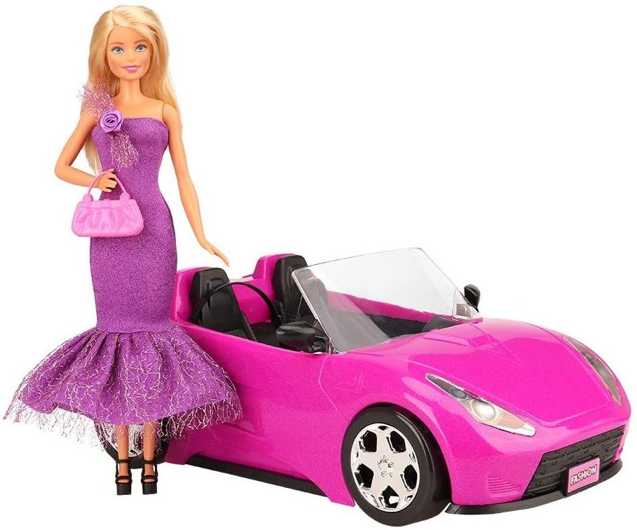 hot selling Convertible and Doll Pack Fashion Girl doll racing car Pink Convertible  Car for doll