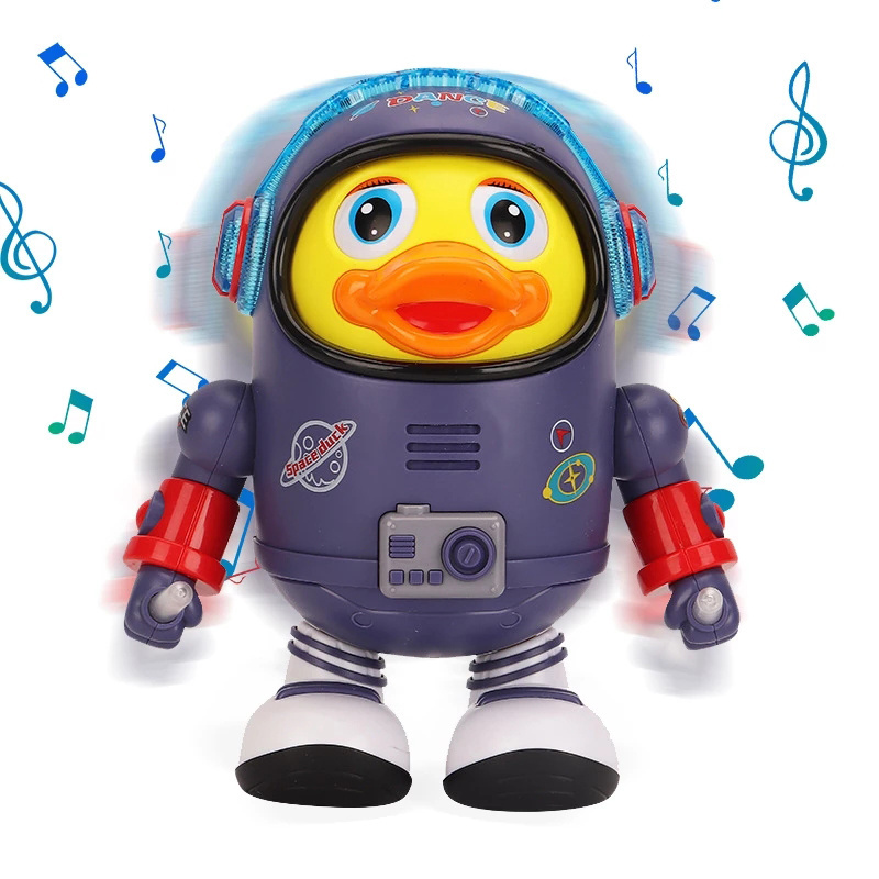 Kids Christmas Gift Interactive Robot Play Flashing Light Musical Walking Yellow Electronic Dancing Space Duck