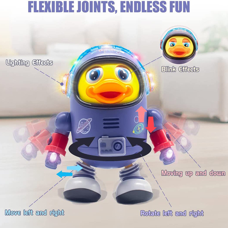 Kids Christmas Gift Interactive Robot Play Flashing Light Musical Walking Yellow Electronic Dancing Space Duck