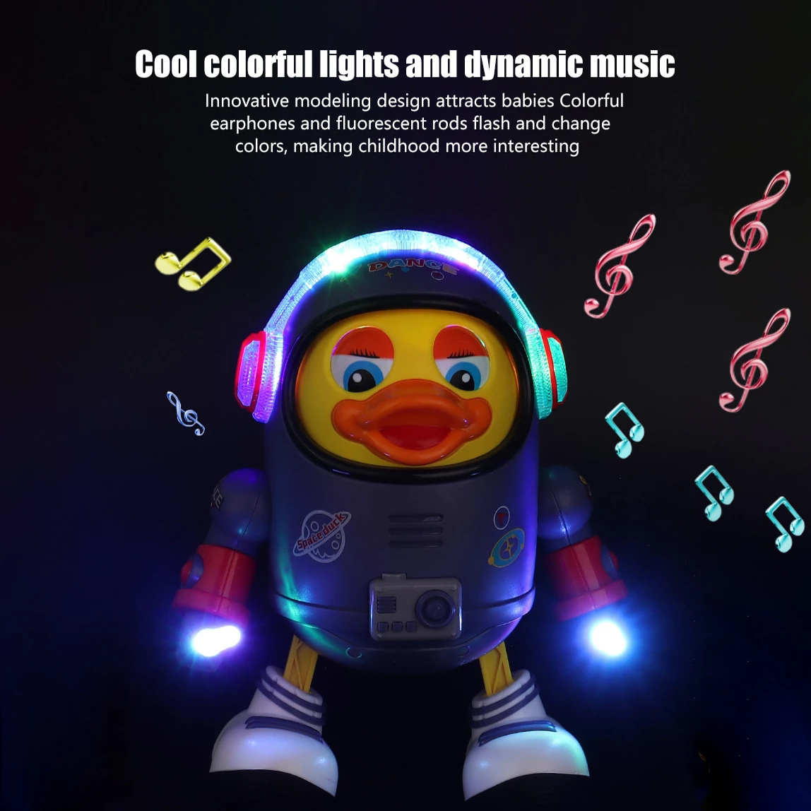 Kids Christmas Gift Interactive Robot Play Flashing Light Musical Walking Yellow Electronic Dancing Space Duck