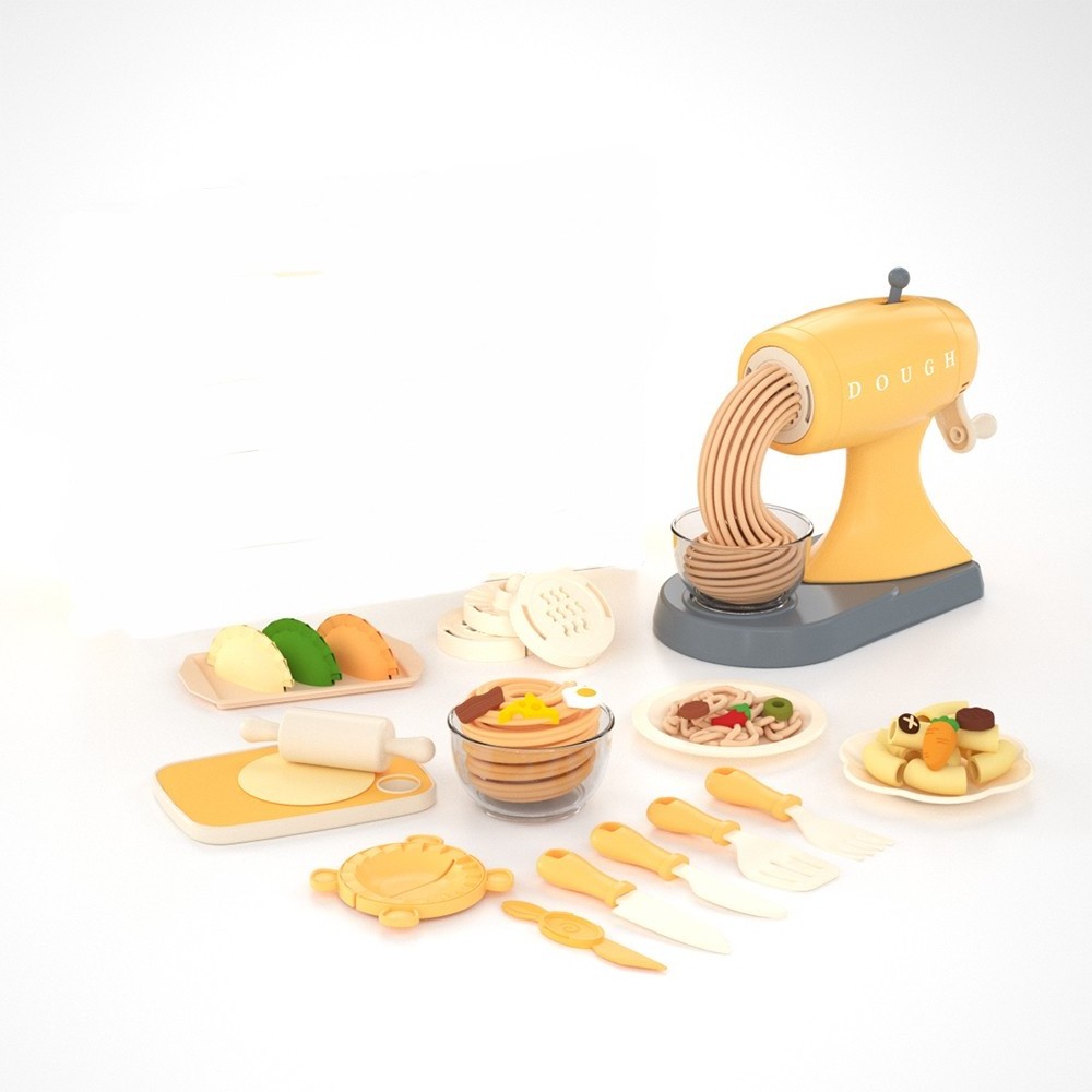 Kids toy diy color Play cooking noodle dough Clay Maker machine with bowl accessories