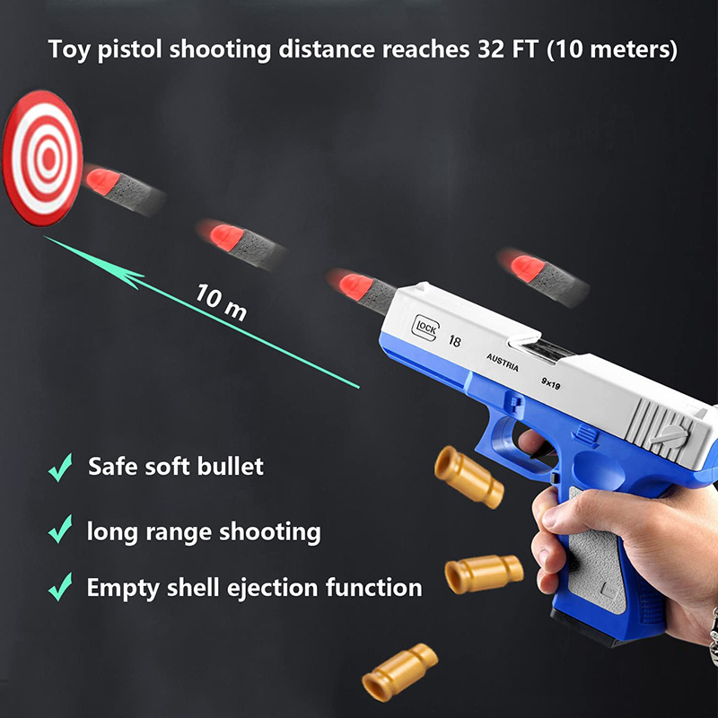 Shooting toy Clip Silencer EVA Manual Loading Plastic Small Soft Bullet Pistol Shell Ejection Gun