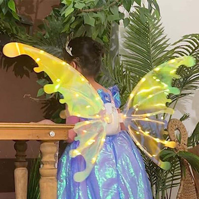 Party Decorations Princess Cosplay Costume Dress Up Led Light Glowing Shiny  Girls Fairy Moving Electric Butterfly Wings