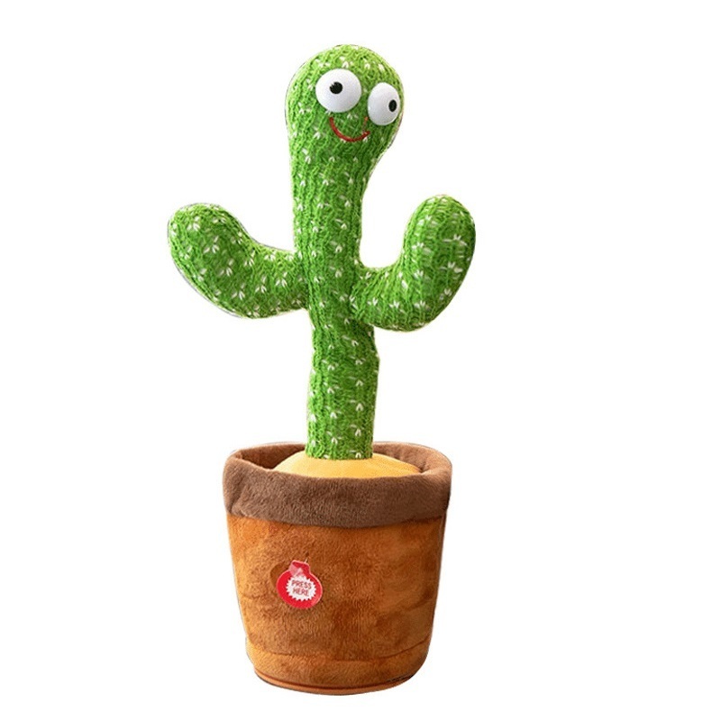 Christmas Gift Stuffed Flowerpot Soft Plush Toys Record Twisting Sing Talking Electric Dancing Cactus Toy with Light Opp Bag