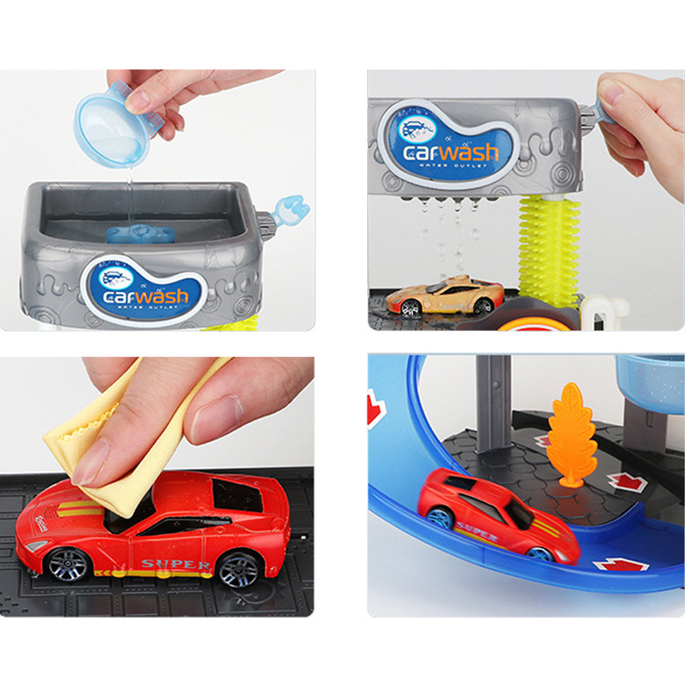 Hot selling car wash racing track parking slot toy with light and music for kids